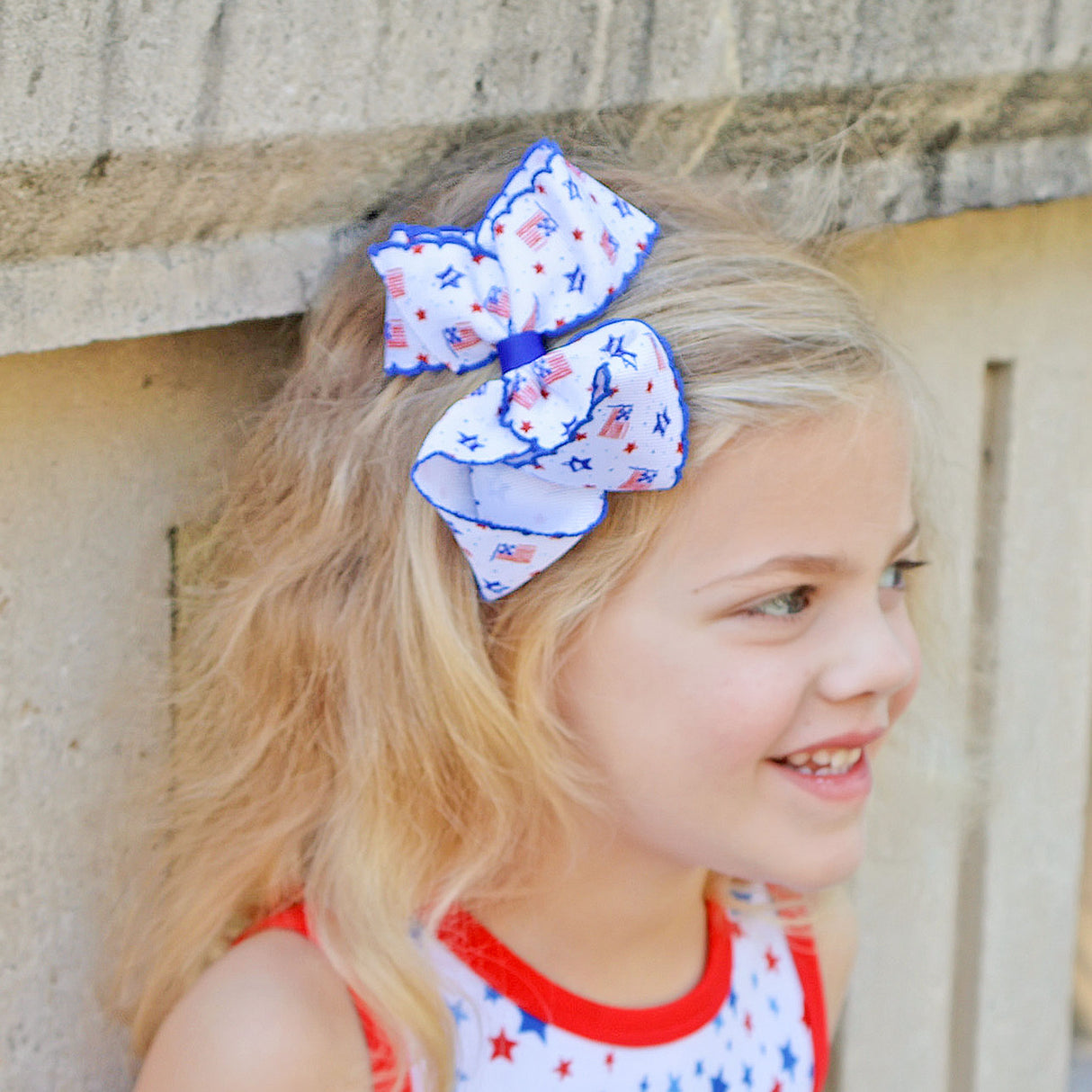 Flag Print Hair Bow