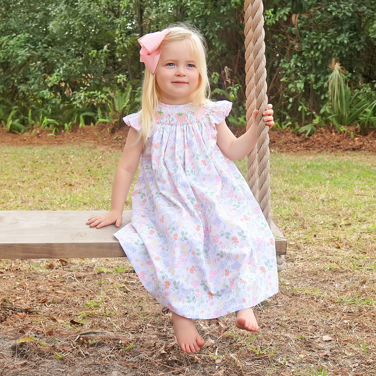 Strawberry Smocked Floral Dress
