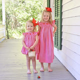 Strawberry Smocked Red Gingham Angel Sleeve Dress