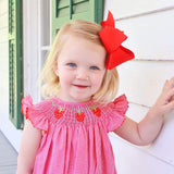 Strawberry Smocked Red Gingham Angel Sleeve Bubble
