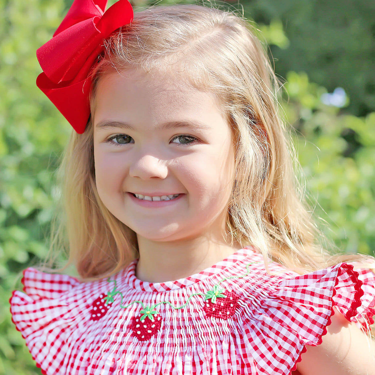 Strawberry Smocked Red Check Dress Strawberry Smocked Red Check Dress