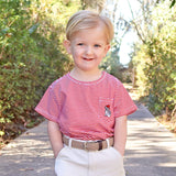 Firehouse Dog Red Stripe Short Sleeve Pocket Shirt