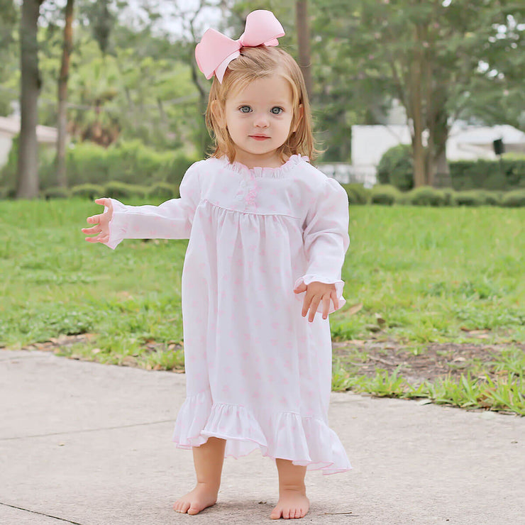 Pink Bow Long Sleeve Nightgown