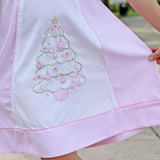 Embroidered Pink Christmas Tree Dress