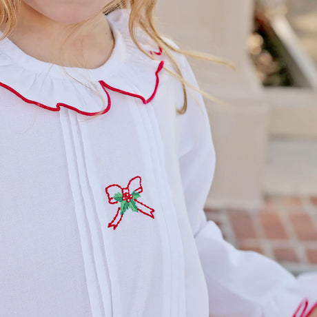 Embroidered Christmas Holly Bow Nightgown
