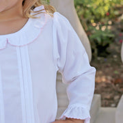 Pink Trim Pleated Nightgown