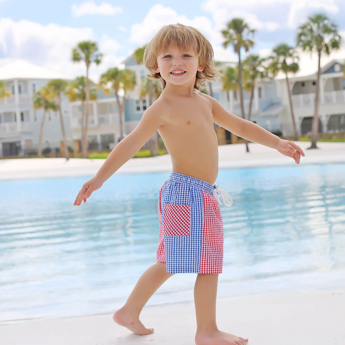 Red White Blue Swim Trunks