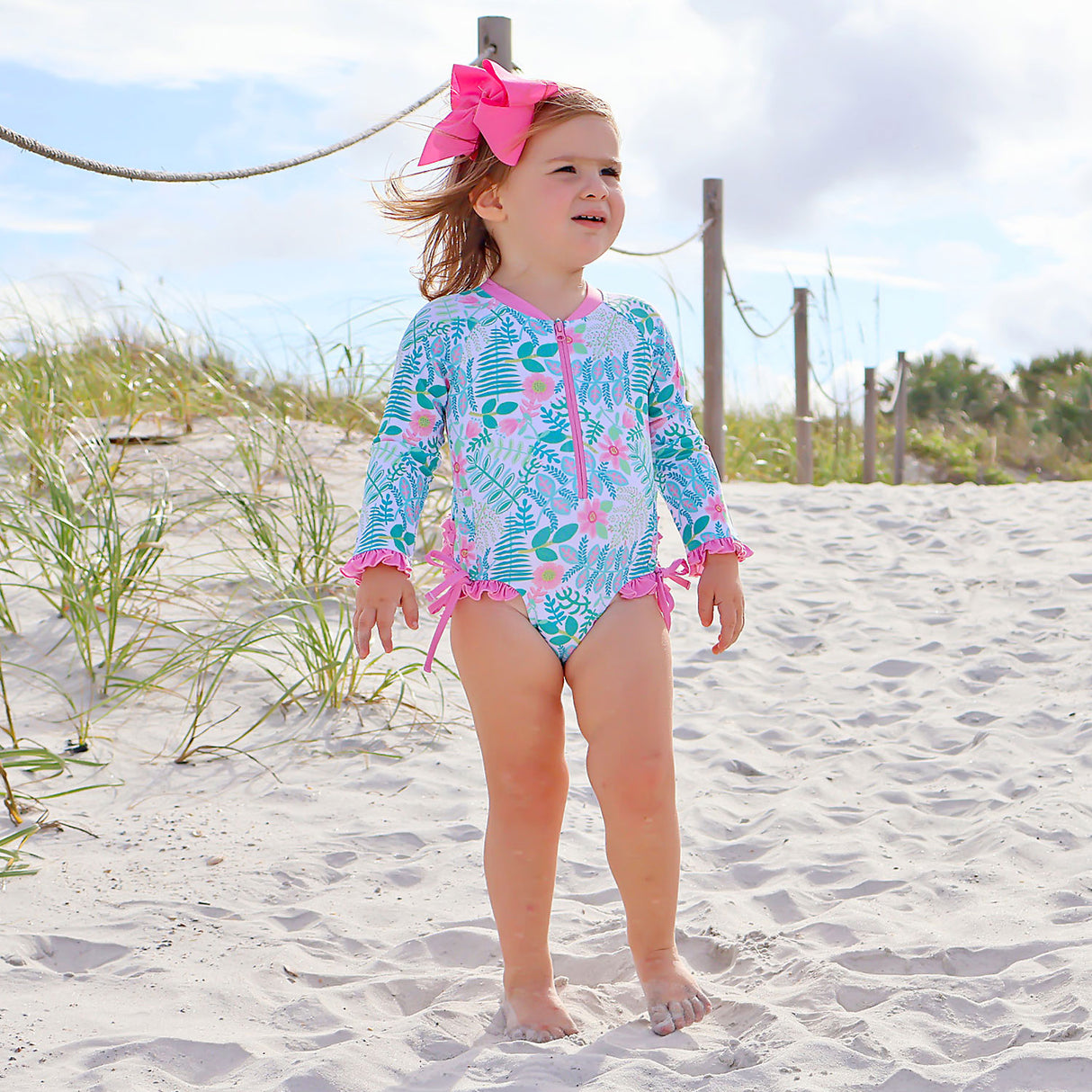 Tropical Island Rash Guard Swimsuit