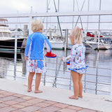 Watercolor Sailboat Rash Guard Set