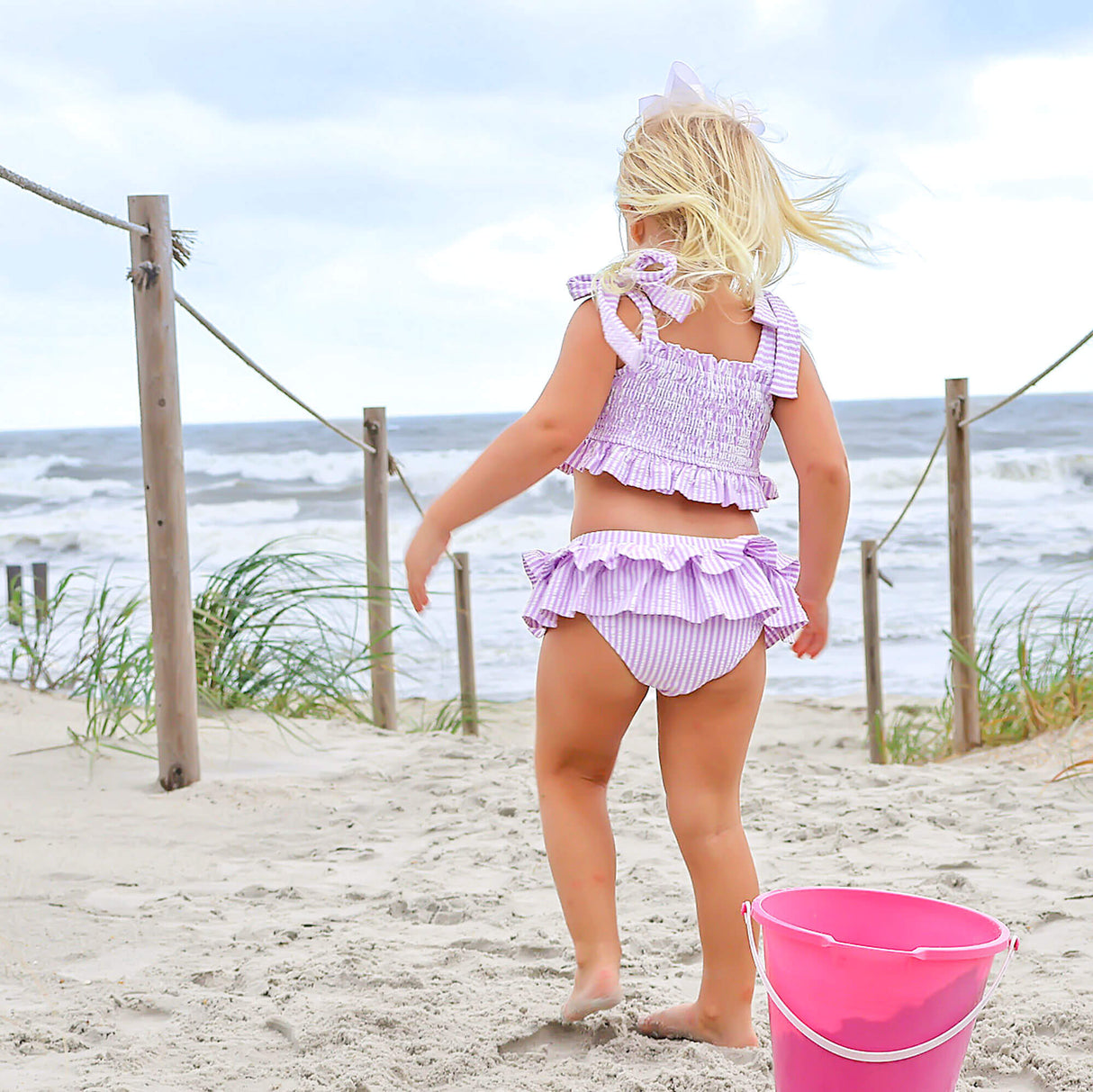 Santorini Purple Stripe Two Piece Swimsuit