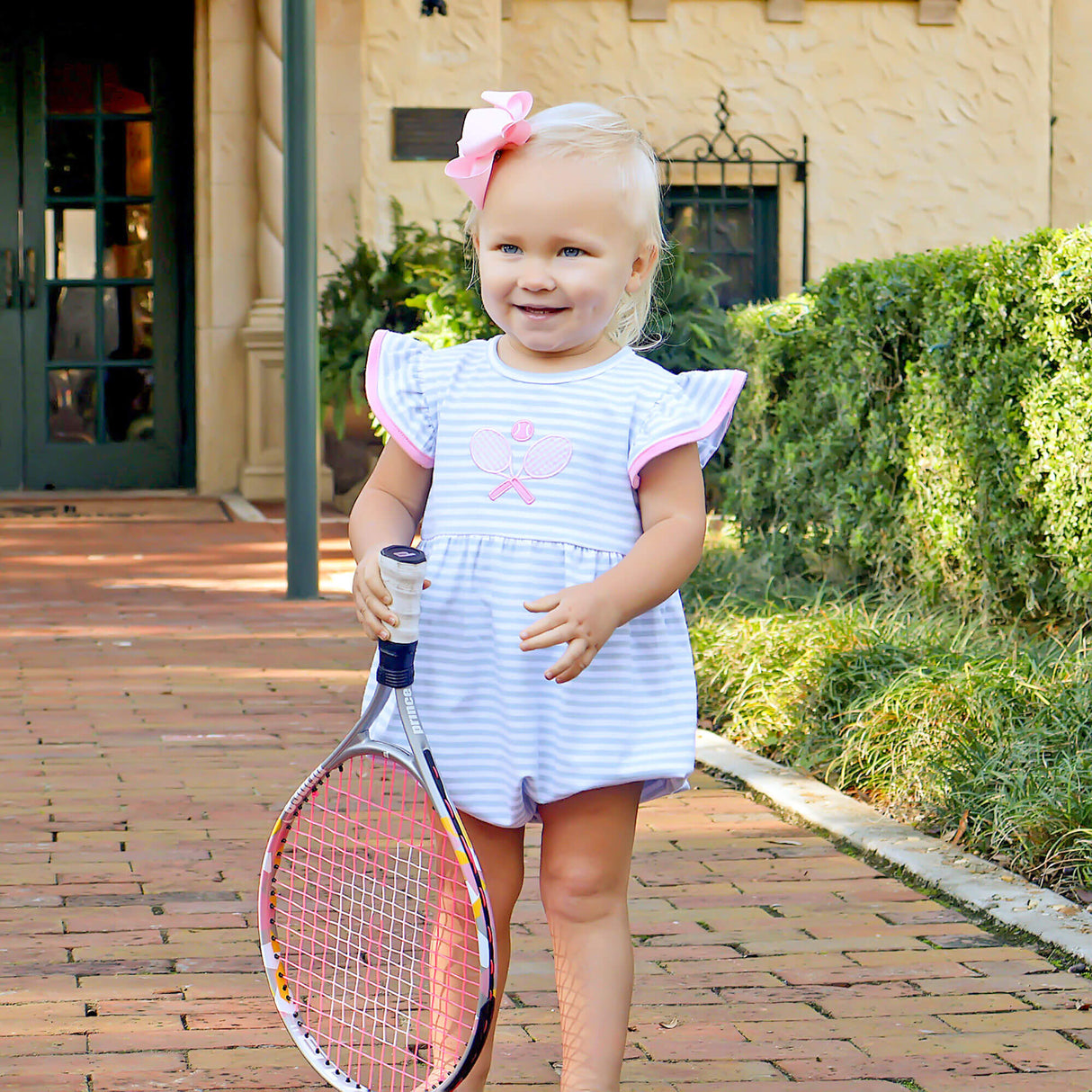 Tennis Racquet Light Blue Stripe Bubble