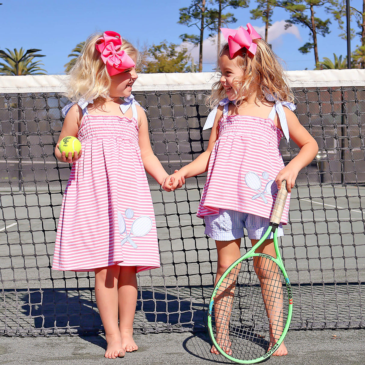 Tennis Racquet Pink Stripe Aurora Short Set