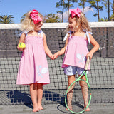 Tennis Racquet Pink Stripe Aurora Short Set