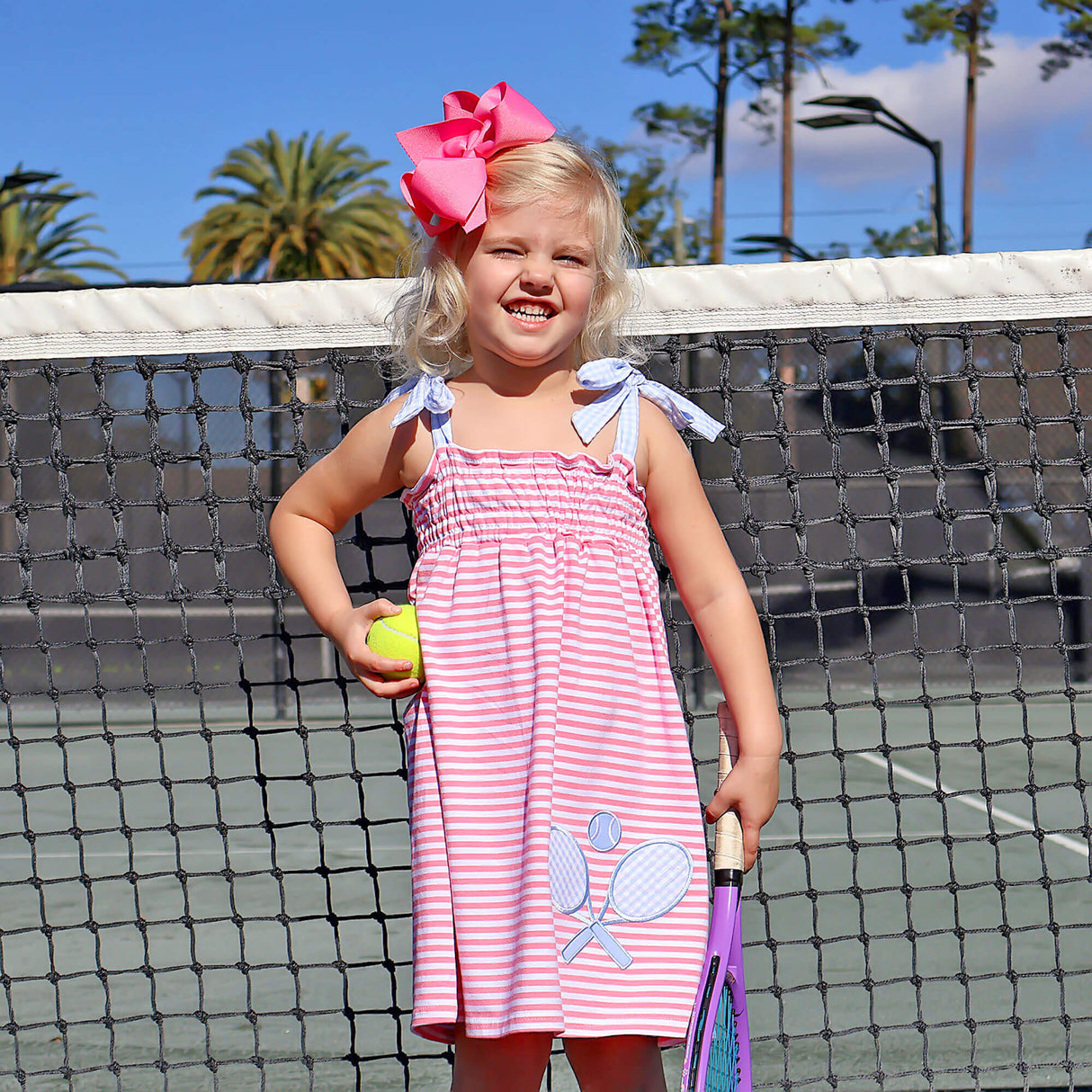 Tennis Racquet Pink Stripe Aurora Dress