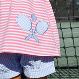 Tennis Racquet Pink Stripe Aurora Short Set