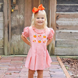 Sweet Turkey Embroidered Orange Gingham Chloe Dress