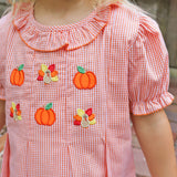 Sweet Turkey Embroidered Orange Gingham Chloe Dress