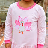 Turkey Applique Pink Izzy Dress