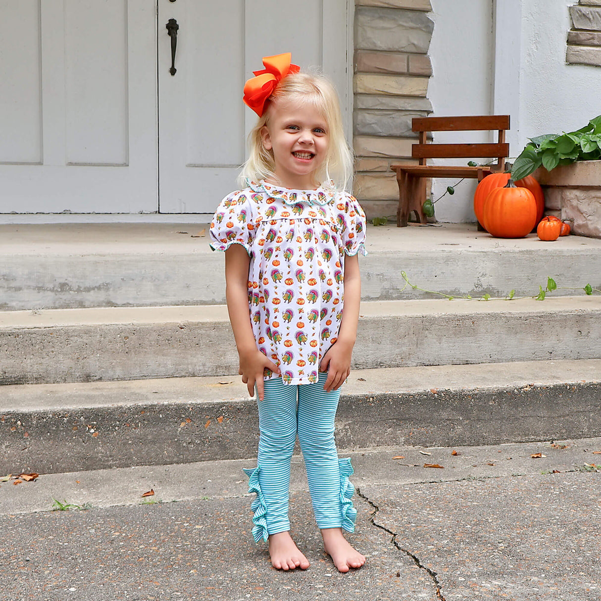 Autumn Turkey Green Stripe Amy Legging Set