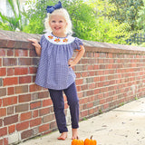 Sweet Turkey Navy Gingham Smocked Bishop Legging Set