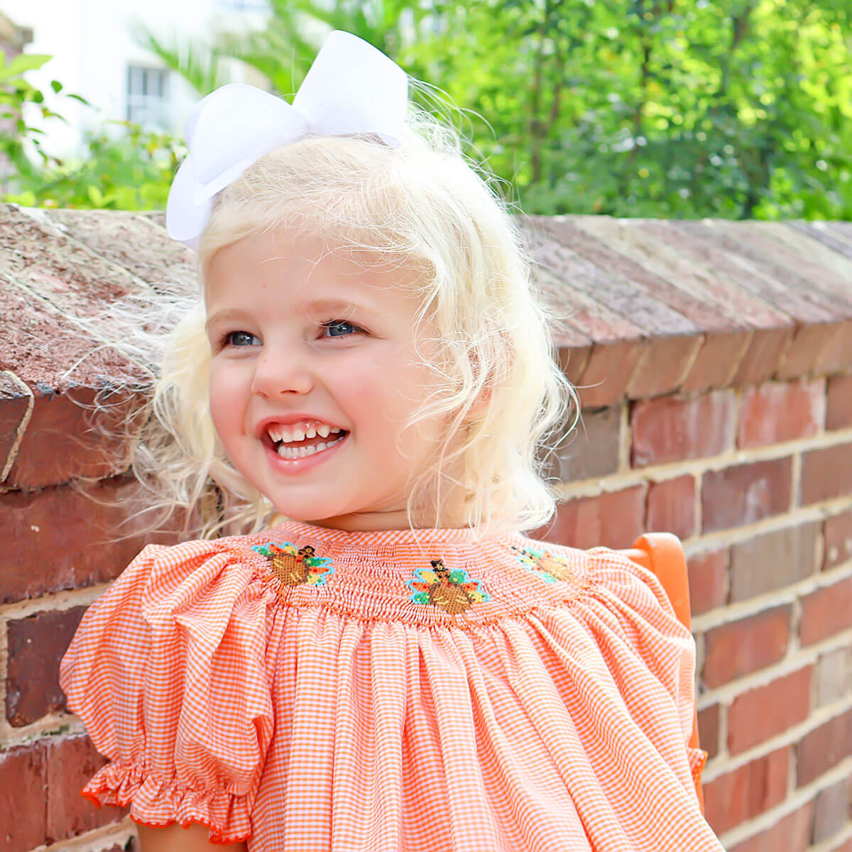 orange smock dress Smocked Turkey Bishop Orange Gingham