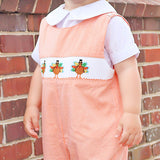 Smocked Turkey Longall Orange Gingham