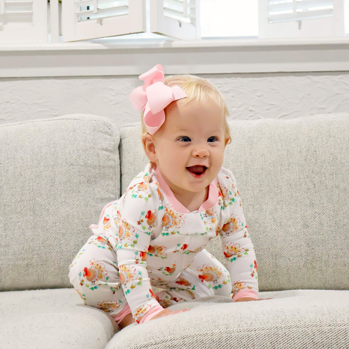Feathery Turkey Pink Zip Sleeper
