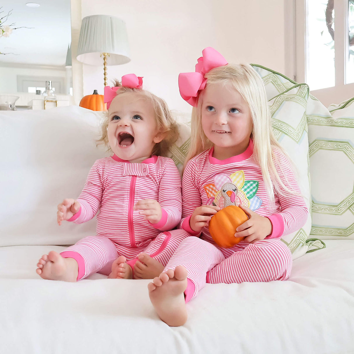 Cute Turkey Pink Stripe Zip Sleeper