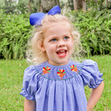 Turkey Smocked Royal Blue Gingham Bishop Dress