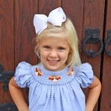 Gobblin' Along Smocked Blue Windowpane Bishop Dress