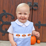 Gobblin' Along Smocked Blue Windowpane Longall