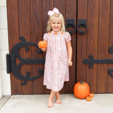 Turkey Smocked Pink Floral Bishop Dress