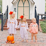 Pumpkin Smocked Blue Floral Long Bubble
