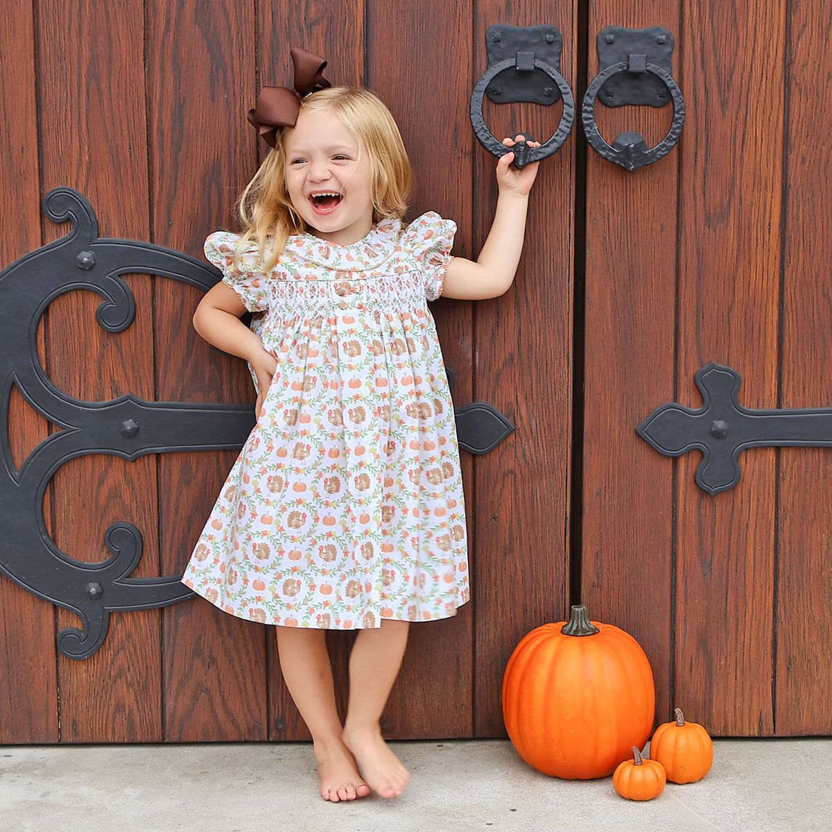 Wild Turkey Smocked Beth Dress