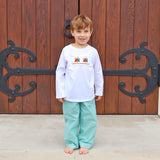Fall Turkey Smocked Green Windowpane Pant Set