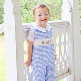 Colorful Turkey Smocked Blue Gingham Longall