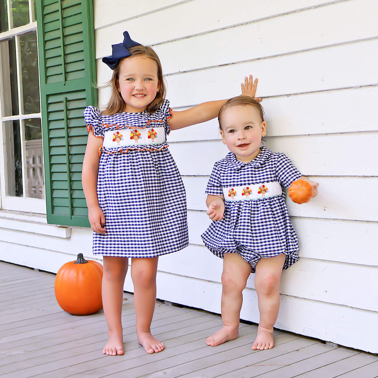 Sweet Turkey Navy Gingham Smocked Dress