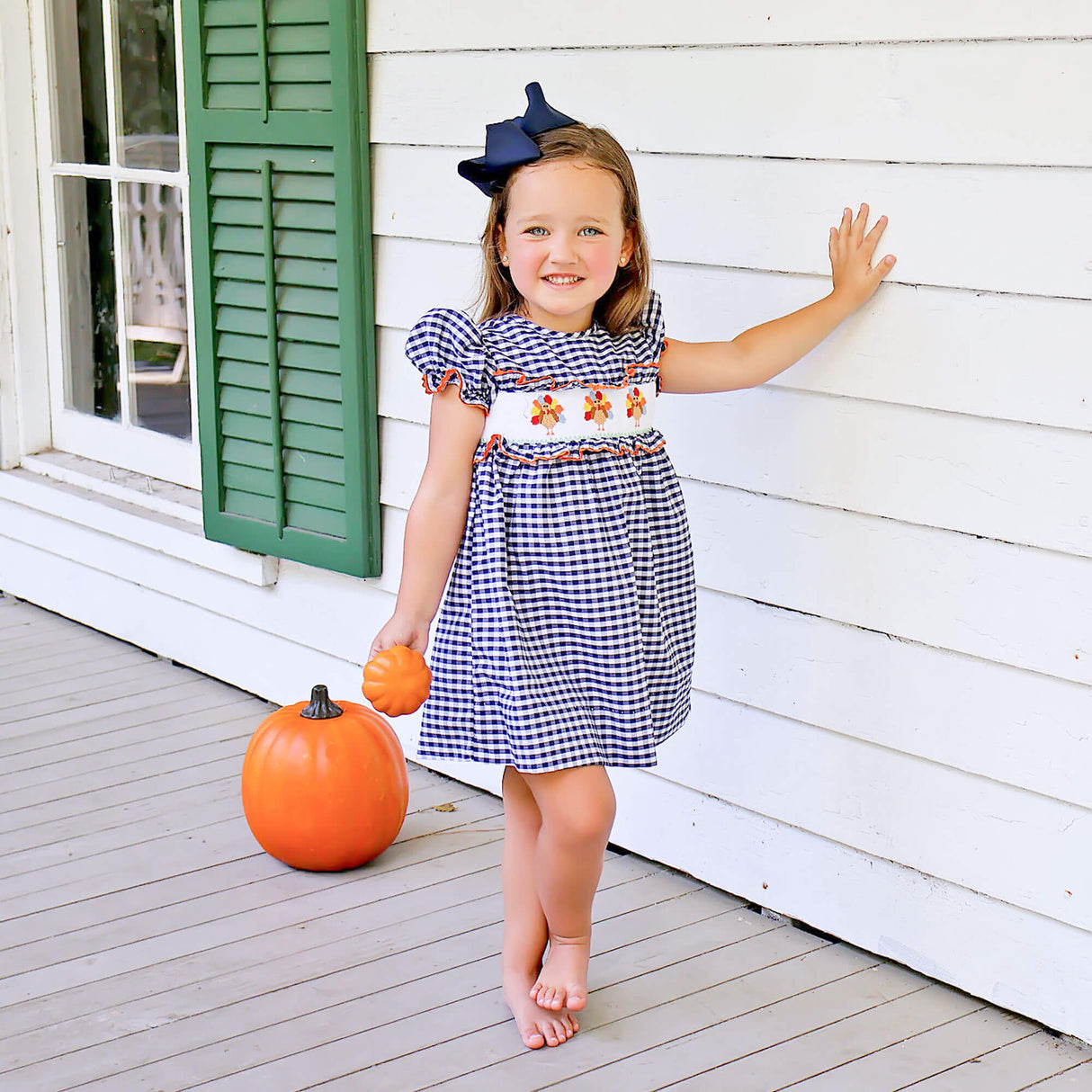 Sweet Turkey Navy Gingham Smocked Dress