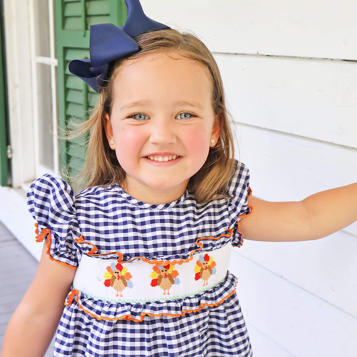 Sweet Turkey Navy Gingham Smocked Dress