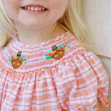 Pilgrim Turkey Smocked Orange Plaid Long Bubble