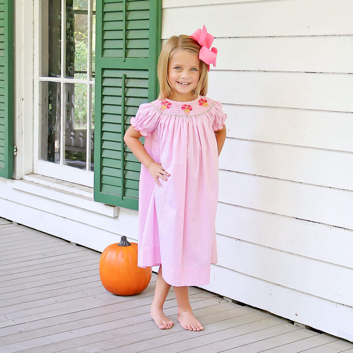 Pink Turkey Smocked Bishop Dress