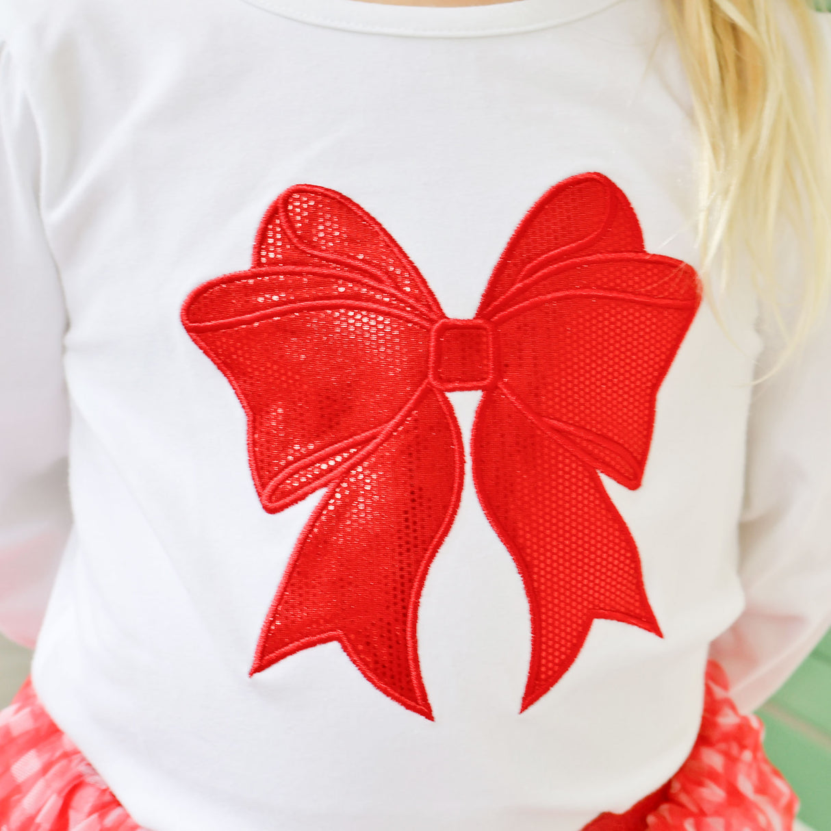 Bow White Long Sleeve Top
