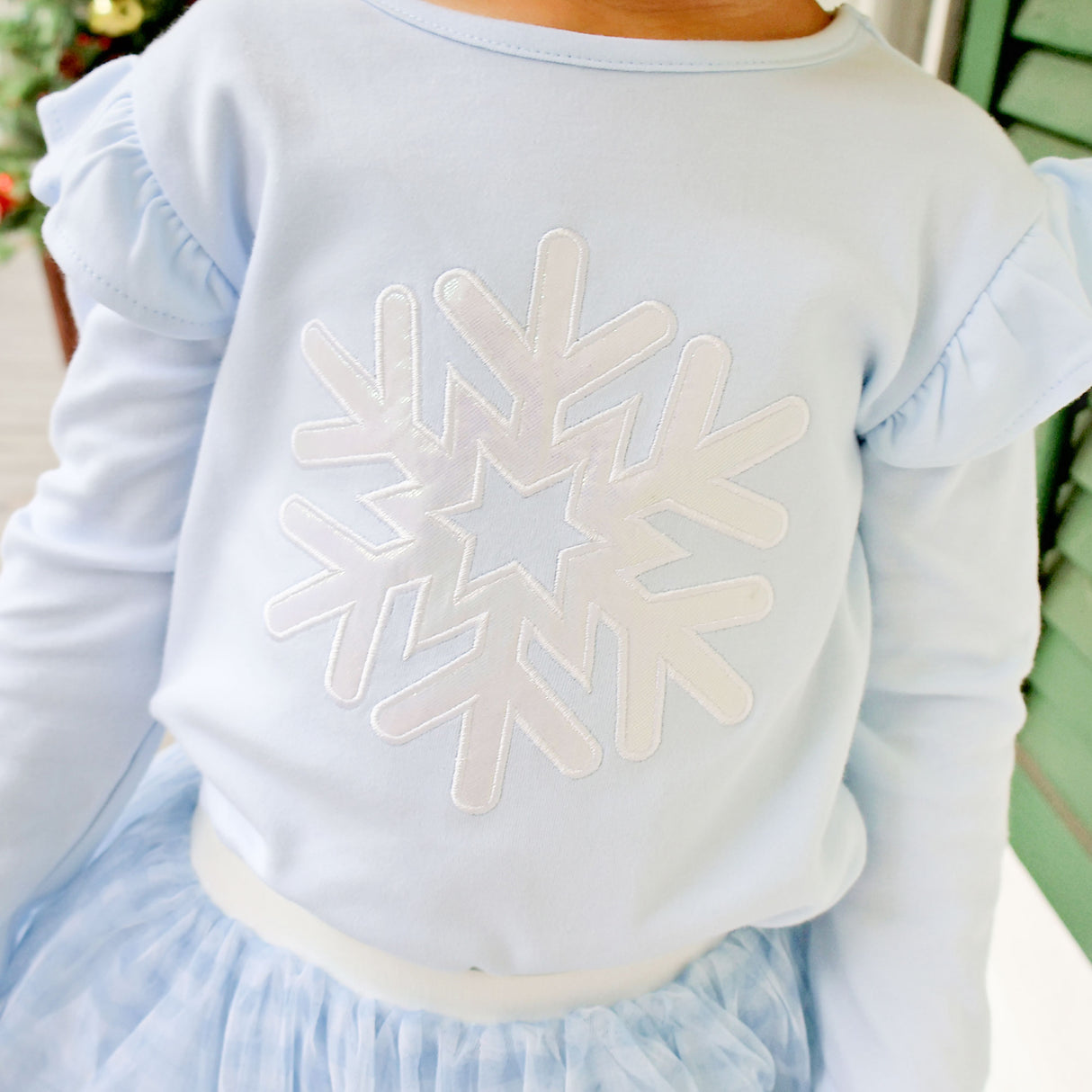 Snowflake Blue Long Sleeve Top