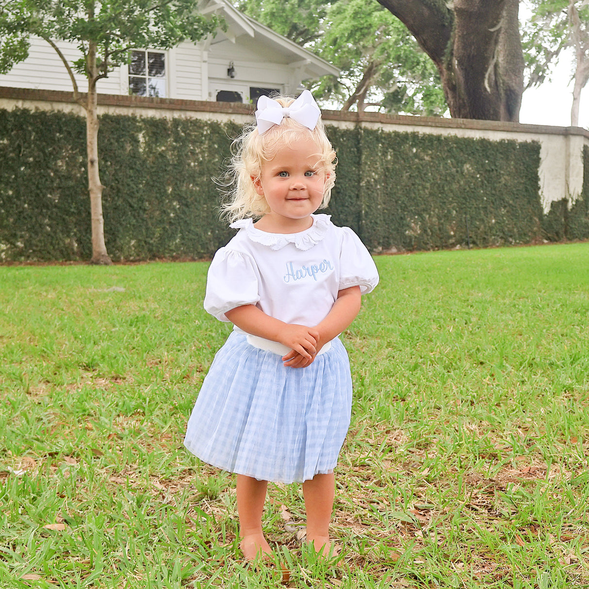 Blue Gingham Tutu Skirt