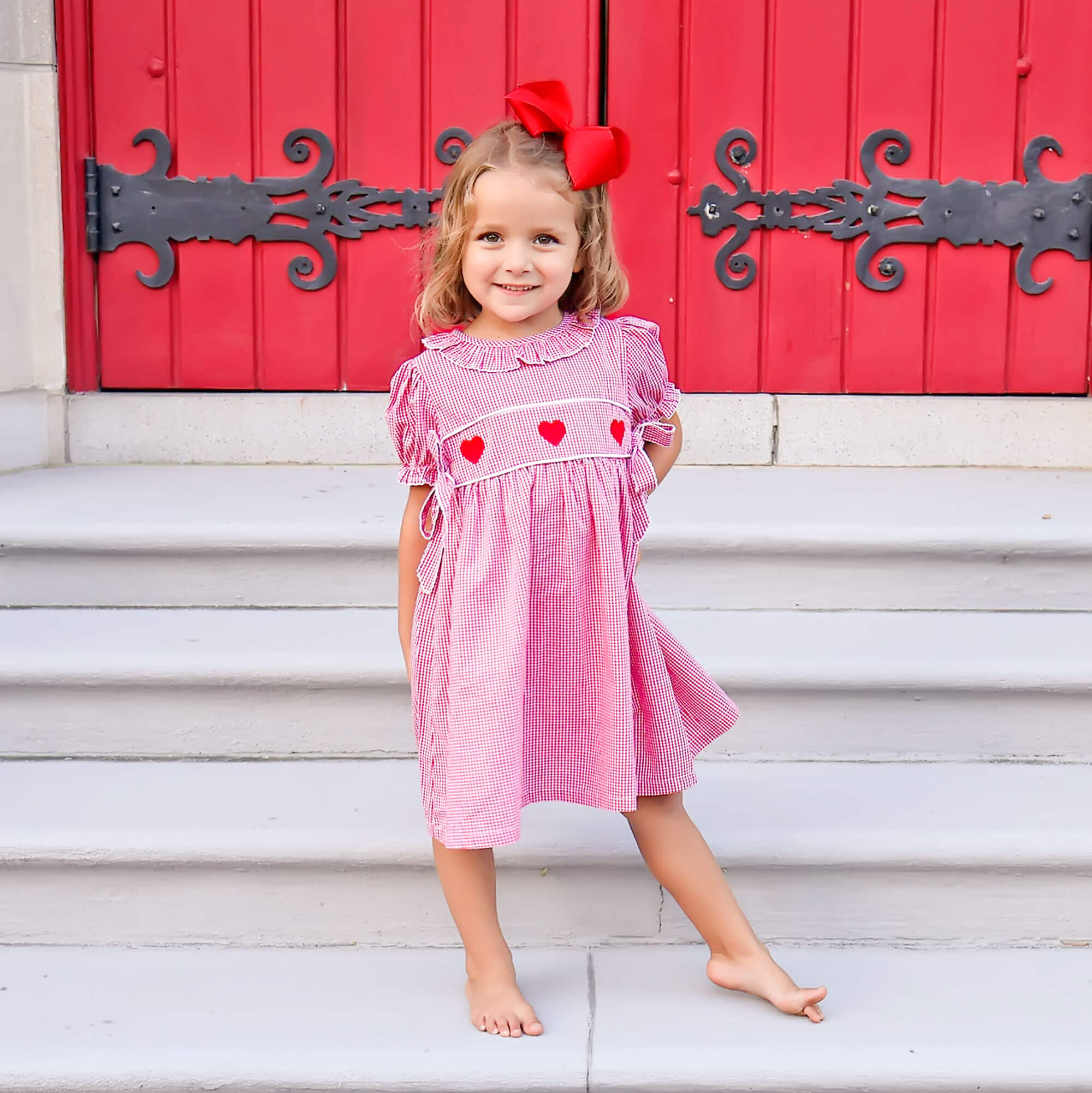 Heart Trio Red Gingham Avery Dress by Classic Whimsy - Dresses