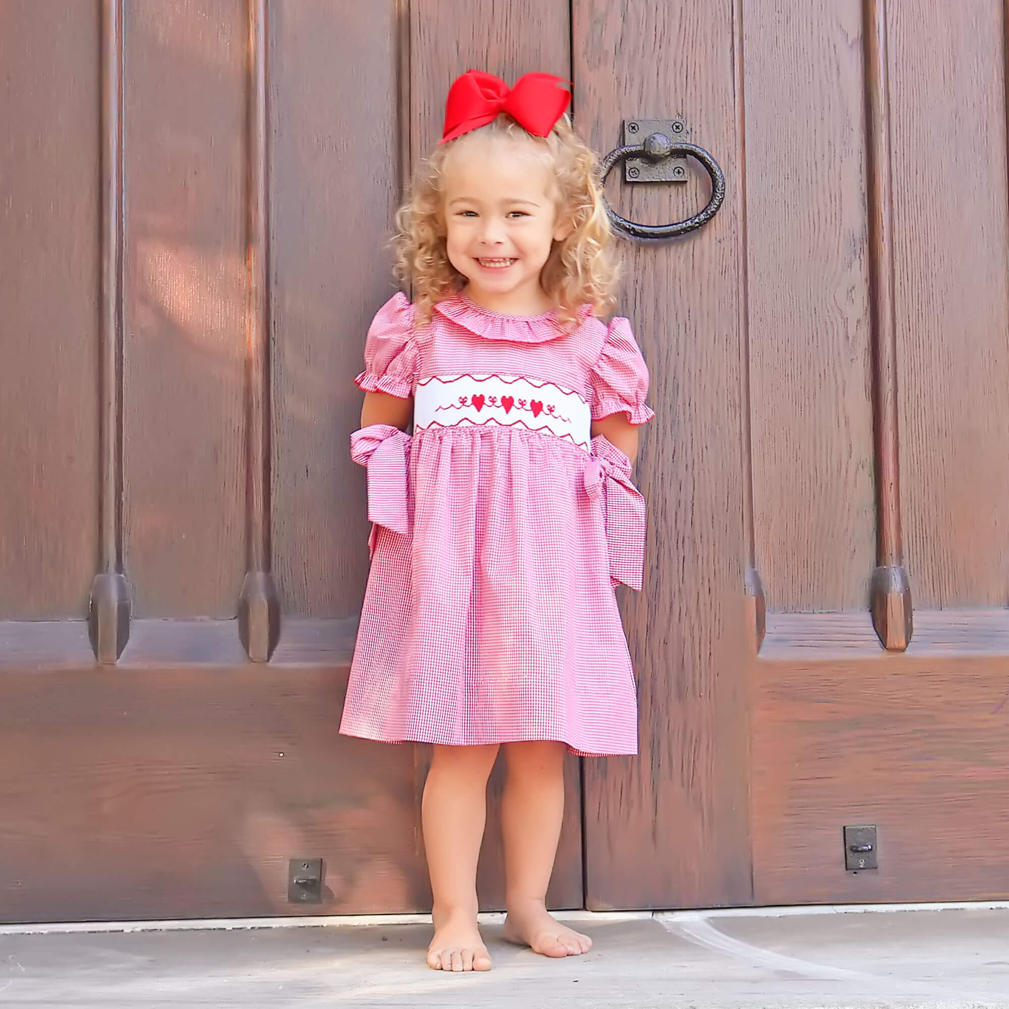 Enchanted Valentine Red Smocked Beverly Dress by Classic Whimsy - Girls Dresses