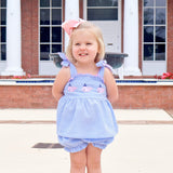 Ocean Whale Light Blue Gingham Aurora Bloomer Set