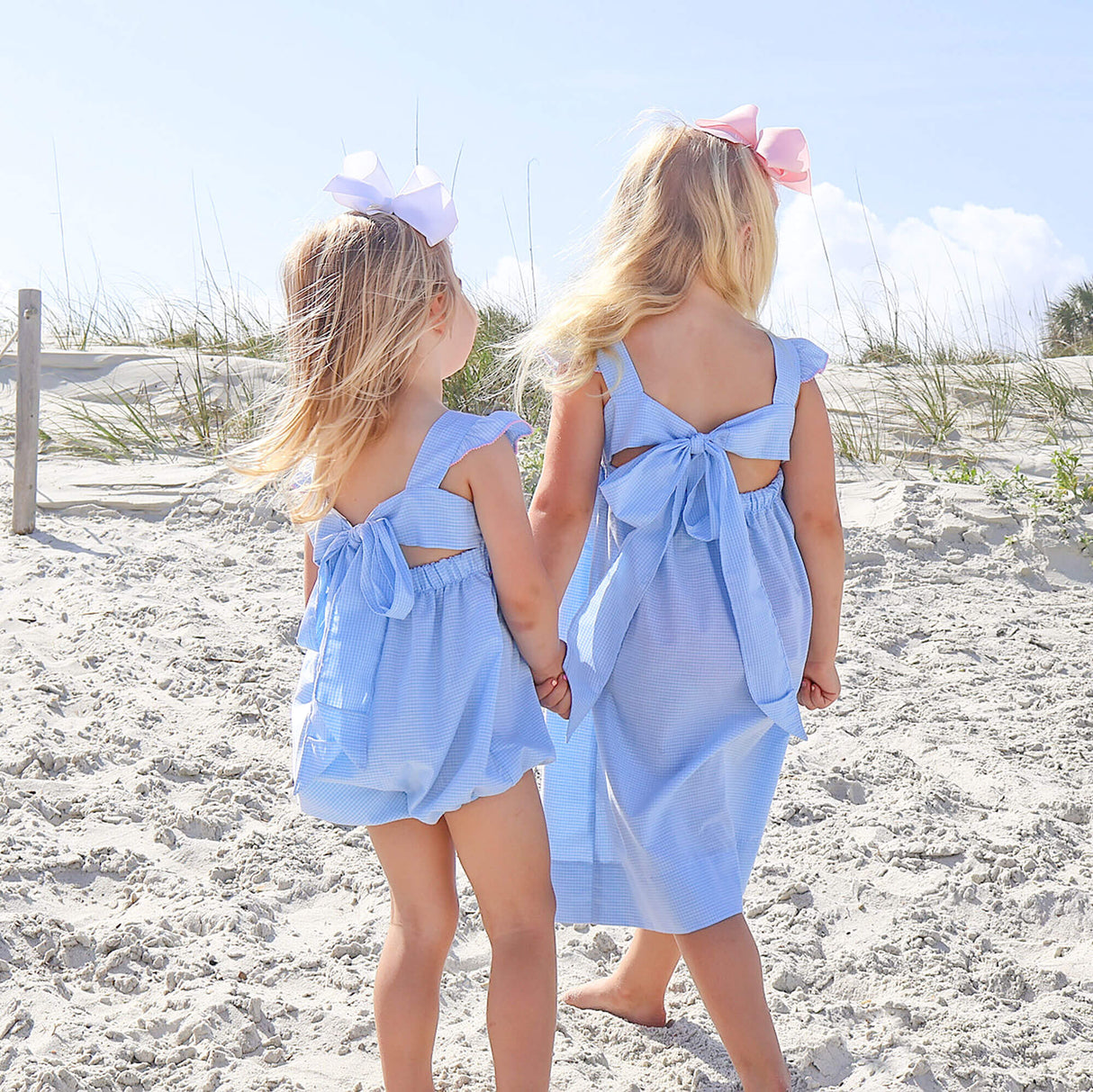 Happy Whale Blue Windowpane Smocked Amy Dress