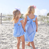 Happy Whale Blue Windowpane Smocked Amy Bubble