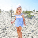 Happy Whale Blue Windowpane Smocked Amy Bubble